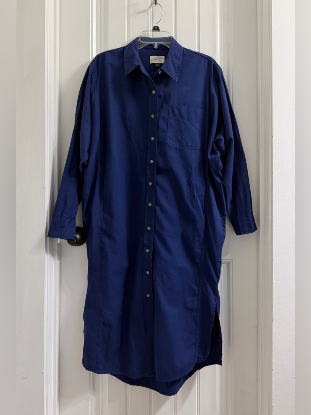 Universal Thread Women’s Navy Blue Cotton Long Sleeve Shirt Dress Pockets